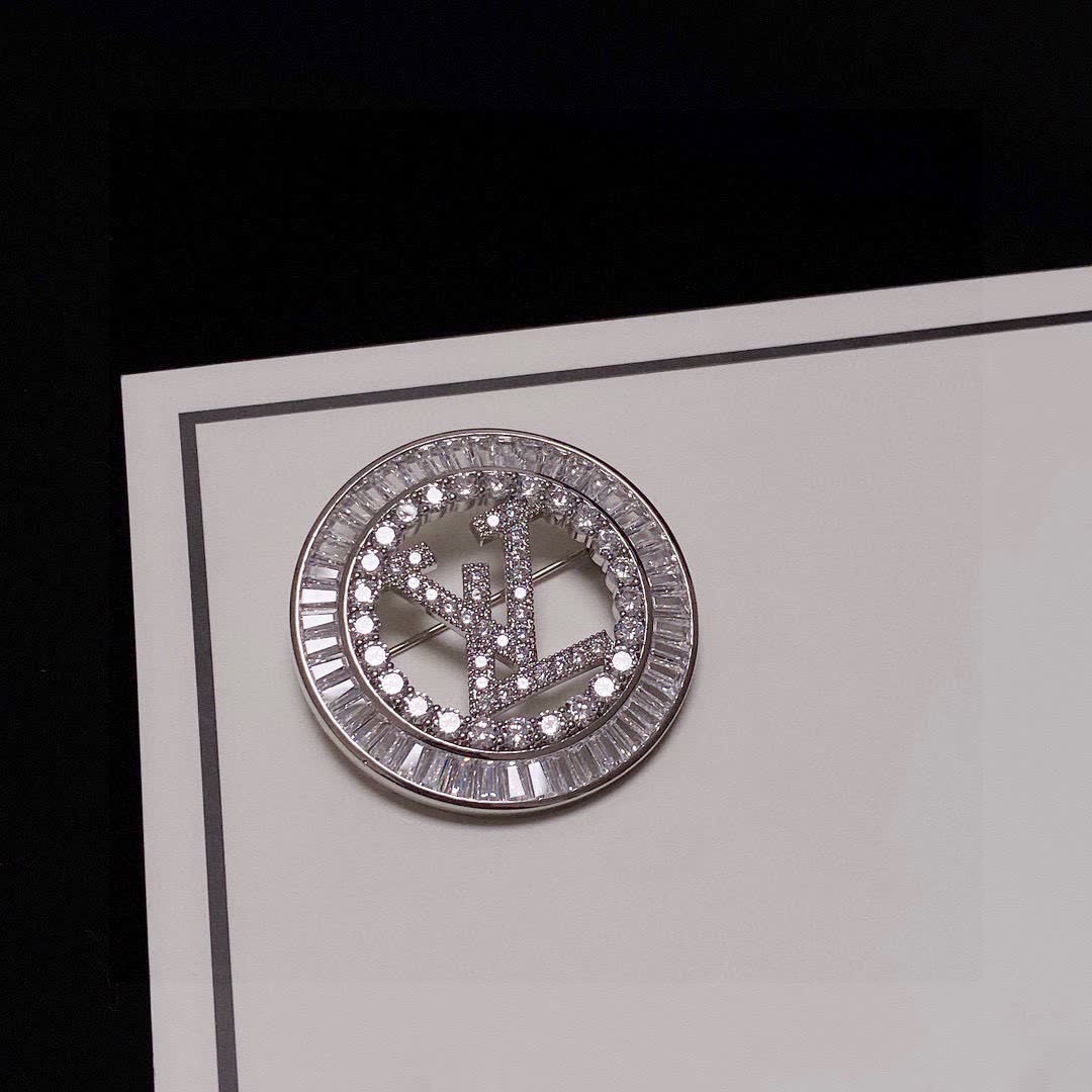 Louis Vuitton Crystal Logo Brooch